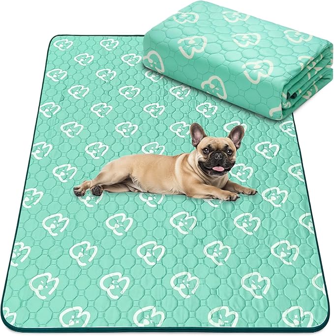 FXW Washable Pee Pads for Dogs, Puppy Pads with Super Absorbent, Specifically Designed for FXW Rollick/Homeplus 24inch 6 Panels Dog Playpen, 63" × 39" Rectangle, Green, 1 Pack