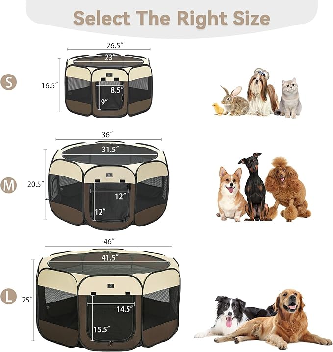 A 4 Pet PortablePet Playpen for Small Dogs, 27" Foldable Small Playpens for Puppy/Cat/Rabbit/Chick, Indoor Cat Playpen with Removable Zipper & Mesh Panel(11”W × 7.5”H)