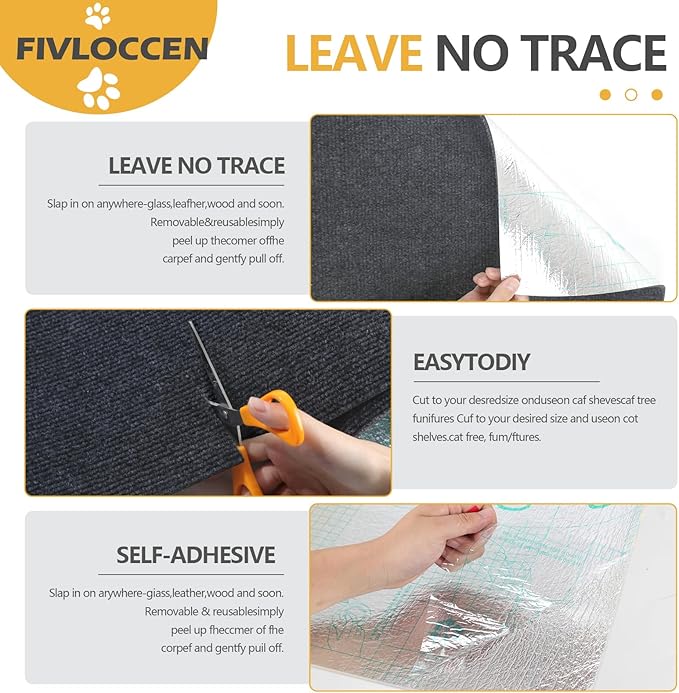 78.7"x15.8"Self-Adhesive Climbing Cat Scratch Protector Pads - Trimmable Furniture Guard for Sofa, Walls & Floors, DIY Cat Tree/Tower/Bed, Replaceable Scratch-Resistant Mats (Dark Gray)