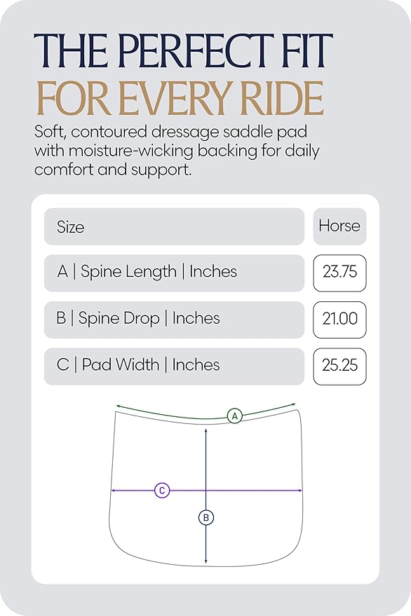Equinavia Harstad Dressage Saddle Pad | Classic & Durable | Moisture-Wicking Tricot Backing