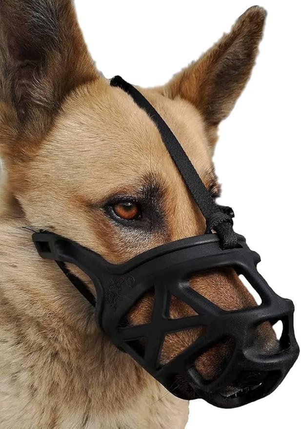 Mayerzon Dog Muzzle, Breathable Basket Muzzles for Small, Medium, Large and X-Large Aggressive Dogs Beagle German Shepherd Doberman, Cage Mouth Guard Stop Biting Chewing for Grooming Training