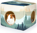 Bienbee Guinea Pig Hideout, Washable Guinea Pigs House Cozy Guinea Pigs Bed for Small Pet Bunny/Rabbit/Hamster/Chinchilla Guinea Pig Accessories Forest Landscape