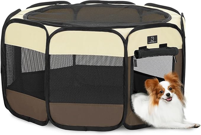 A 4 Pet PortablePet Playpen for Small Dogs, 27" Foldable Small Playpens for Puppy/Cat/Rabbit/Chick, Indoor Cat Playpen with Removable Zipper & Mesh Panel(11”W × 7.5”H)