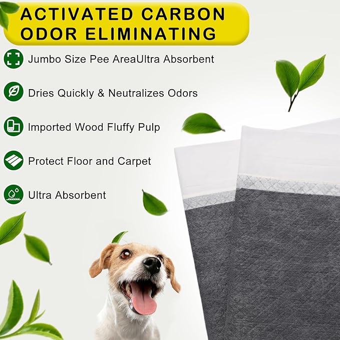 ELEGX Extra Large 54"x37" 35 Pcs Odor-Control Super Absorbency Charcoal Pee Pads for Dogs,Leak-Proof Pet Training Pee Pads,Thicken Disposable Potty Pads Puppy Training Pads for Cats Rabbits