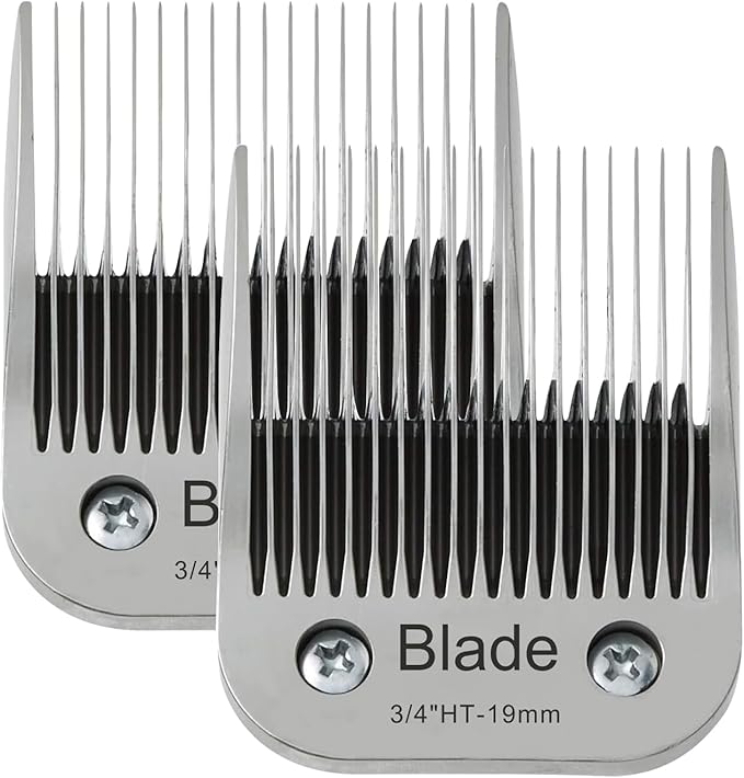 2PCS 3/4" HT Dog Grooming Replacement Blades Compatible with Andis Dog Clippers,Dog Clipper Blades Compatible with Wahl KM-10 Series Clippers, Oster A5,Size-3/4-Inch 19mm Cut Length,Silver