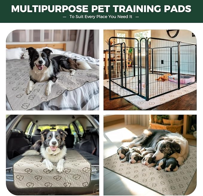 FXW Washable Pee Pads for Dogs, Puppy Pads with Super Absorbent, Specifically Designed for Whelping Box, 47" Round, Khaki, 1 Pack