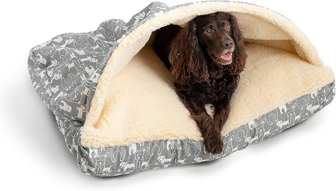 Snoozer Pet Products Luxury Rectangle Cozy Cave, Wag Collection, Medium, Pedigree Storm