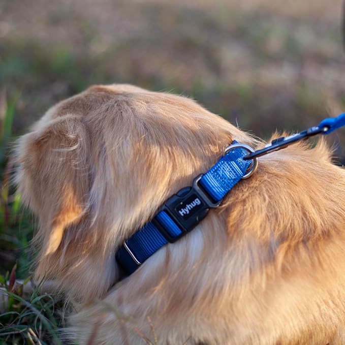 Hyhug Dog Collar for Large Dogs, Heavy Duty, Blue | Quick Release Nylon Buckle Collar, Adjustable & Durable Pet Supplies for Boy & Girl Dogs(Large, Classic Blue)