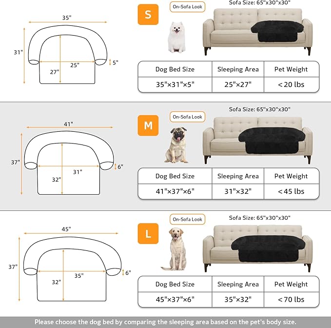 GGIB Calming Dog Bed Fluffy Plush Dog Mat for Furniture Protector with Removable Washable Cover for Large Medium Small Dogs and Cats (Medium, Black)
