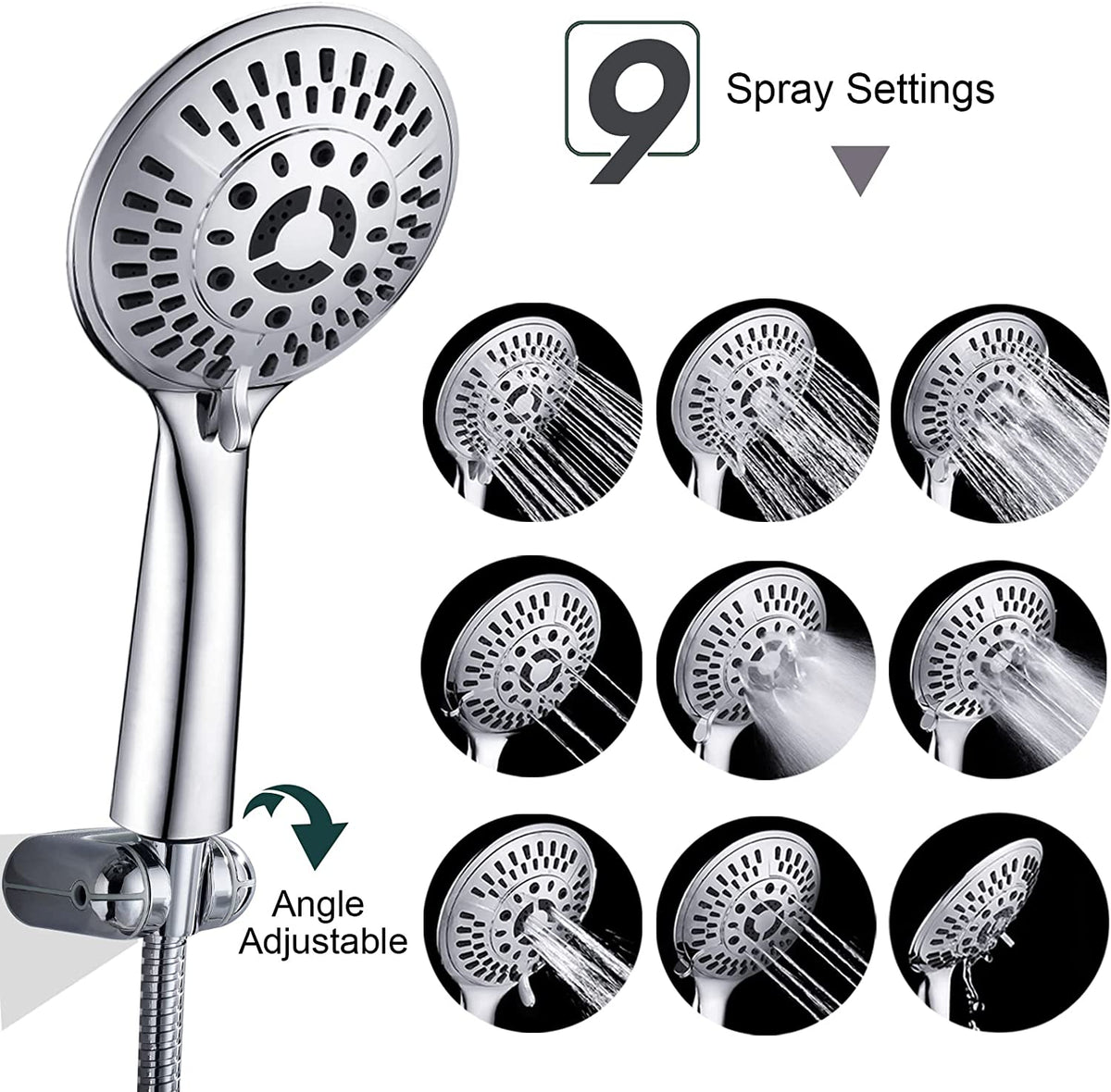 Rain Shower Faucet Set with Handheld Shower Head, 13" High Rise Arm & Valve
