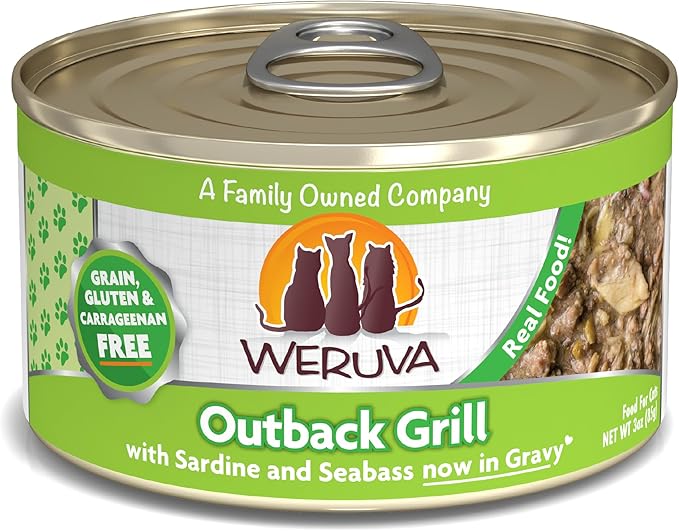 Weruva Classic Cat Food, Outback Grill with Sardine & Seabass in Gravy, 3oz Can (Pack of 24)