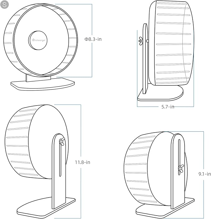 Niteangel Super-Silent Hamster Exercise Wheels: - Quiet Spinner Hamster Running Wheels with Adjustable Stand for Hamsters Gerbils Mice Or Other Small Animals (S, Transparent)