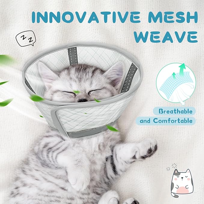 Supet Cat Cone Collar Soft to Stop Licking and Scratching, Breathable Comfortable Mesh Recovery Cone for Cats and Small Dogs After Surgery Neuter, Spay, Lightweight E Cone Collar Alternative (L)