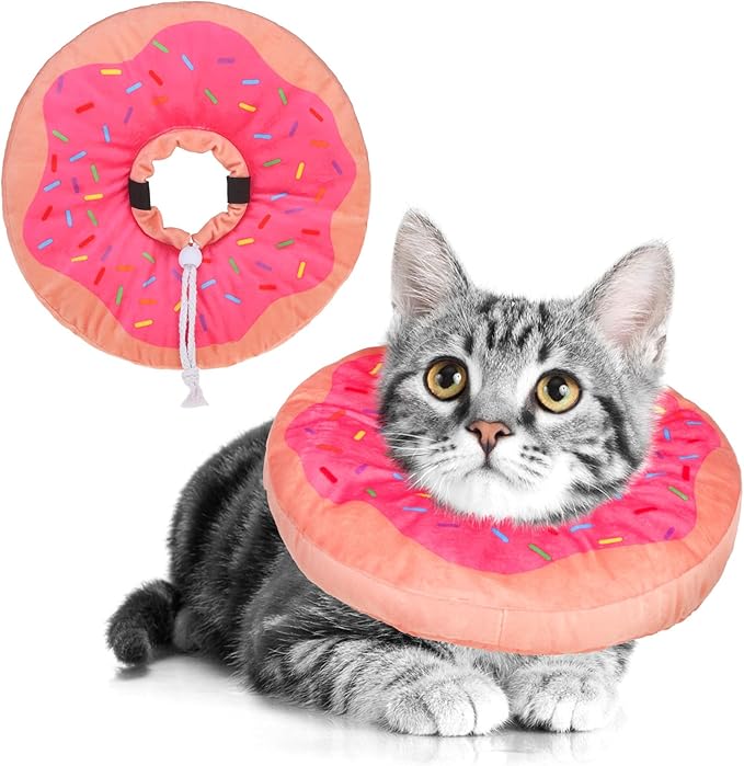 BEAUTYZOO Cat Cone Collars Soft, Cat Recovery E Collars After Surgery to Stop Licking, Adjustable Elizabeth Circle Collar Cute Pet Donut Pillow for Cats Kitten Small Dogs, Pink M