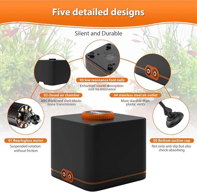 hygger Strong Aquarium Air Pump for Medium Large Fish Tank, Hydroponic Systerm, Household Commercial Use