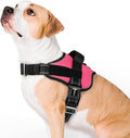 rabbitgoo Dog Harness for Large, Easy On Pet Vest with One Buckle, No Pull Adjustable Service Harness with D-Ring & Handle, Reflective for Safety Walking, Training, Pink, L