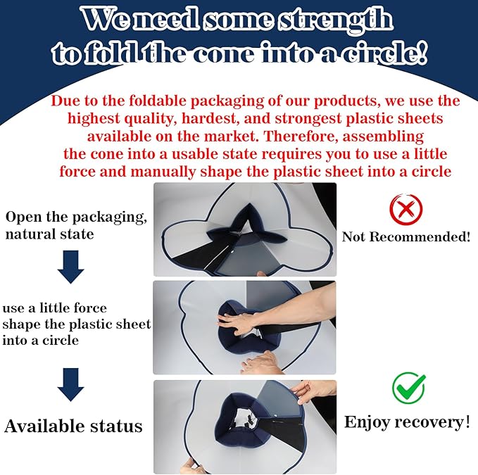 Hard & Heavy Plastic Dog Cone Collar Alternative for Lab Golden GSD (Small&Medium Sized) After Surgery, Large Adjustable Recovery Cone Anti-Lick, Elizabethan Protective Cone of Shame for Healing