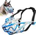 Dog Muzzle for Large Dogs, Breathable Basket Muzzles for Small, Medium and X-Large Aggressive Dog, Allows Panting Drinking, Suitable for Grooming Trimming Training (Camouflage Blue, L)