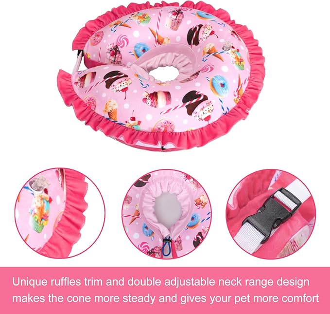 CuteBone Inflatable Dog Collar Alternative for Large Dogs After Surgery-Double Adjustable Neck Range P23SO00102XL