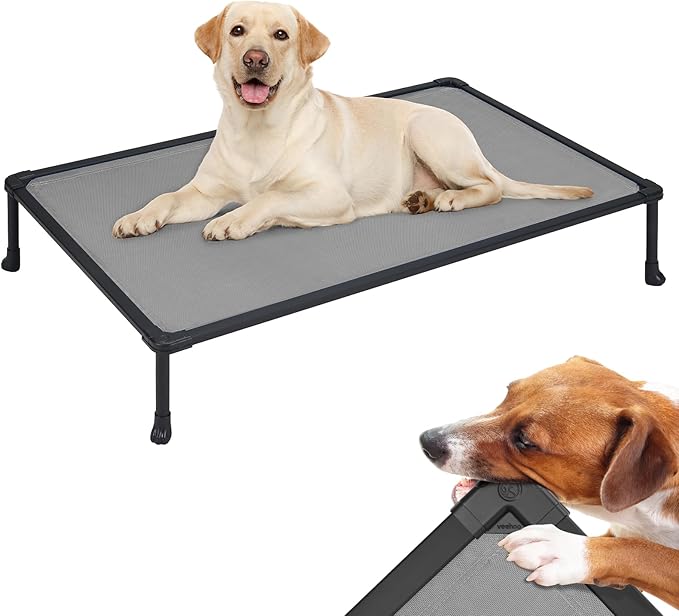 Veehoo Chew Proof Dog Bed, Non-Chewable Cot for Large Dogs, Anti-Scratch Durable Hammock Raised Place for Training Platform, Outdoor Cooling Off Ground, CWC2420ACP