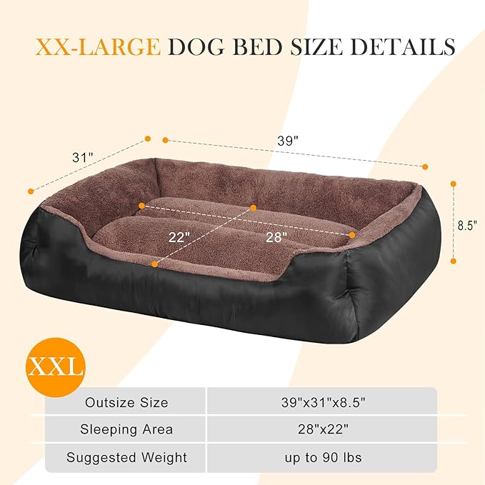 Dog Bed for Large Size Dogs, Soft Breathable Dog Bed Machine Washable, Pet Couch Bed with Non-Slip Base