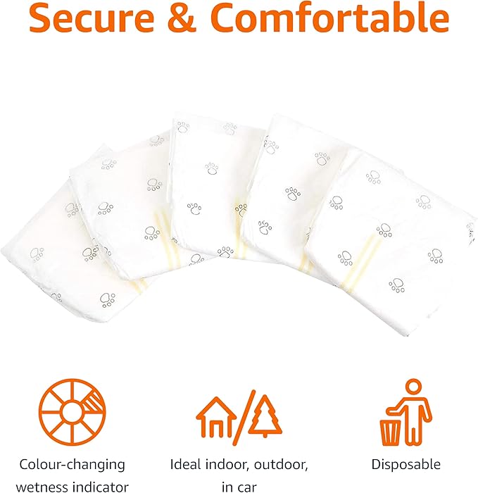 Amazon Basics Male Dog Diapers, 30 Count, X-Small, Ultra Absorbent Disposable Wrap with Secure Fit, Leakproof and Comfortable