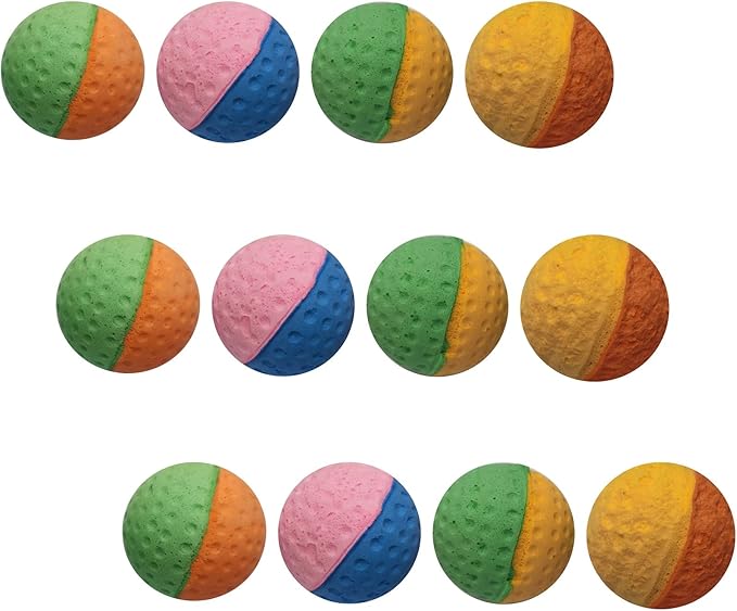 YnFag Foam Balls Soccer Balls Cat Toys for Indoor Cats (12Pcs Two-Color Golf)