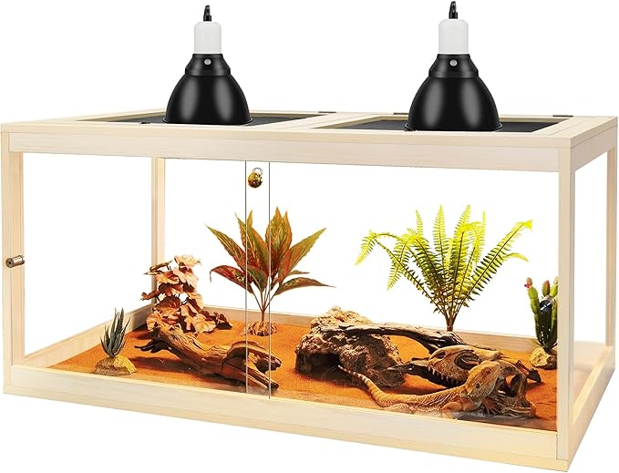 Prolee Reptile Terrarium Tank 60 Gallon Maximum, Lizard Tank Bearded Dragon Tank with Metal Mesh Roof Door, Snake Tank with Lock Design, 40" Length