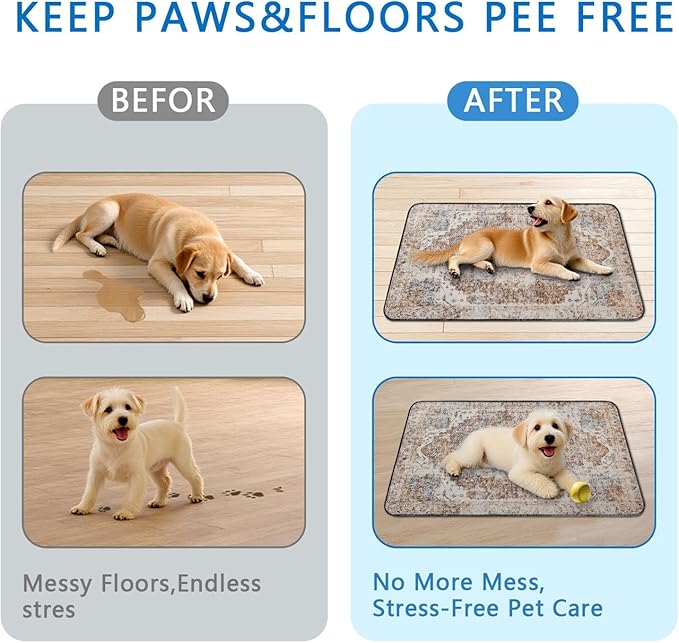 Washable Pee Pads for Dogs 2 Pack, Absorbent Reusable Puppy Pads Waterproof, Leakproof & Non-Slip Whelping Pad, Potty Training Pads for Dogs Playpen Mat 24x36
