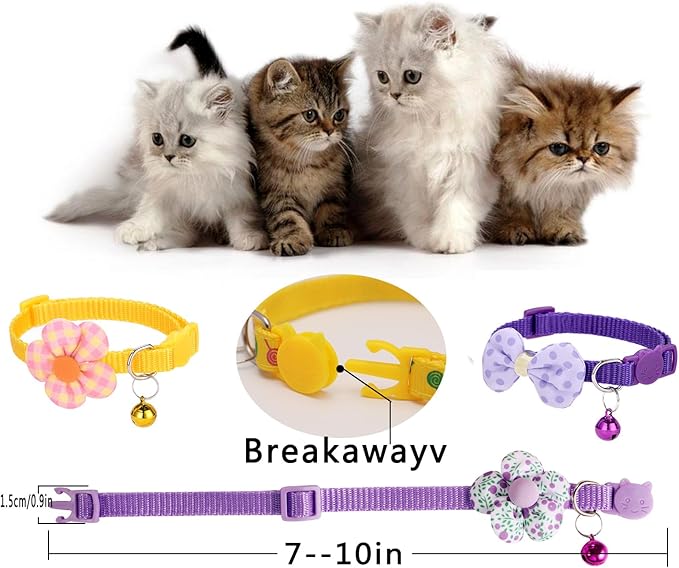 16 PCS Cute Cat Collars Breakaway with Bell for Boy Cats and Girl Cats Gifts (#5-Multicolor Plaid)