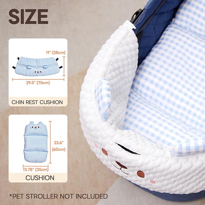 Stroller Cover for Pets, Removable & Washable Dog Stroller Cushion, Cushion & Cover for Dogs & Cats, Blue