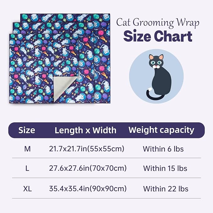 Paw Legend 27.6" Cat Wrap for Grooming Cat Wrap for Cutting Nails Cat Restraint for Nail Clipping Self Adhesive Blanket Restraint Cloth for Cats Within 15lbs