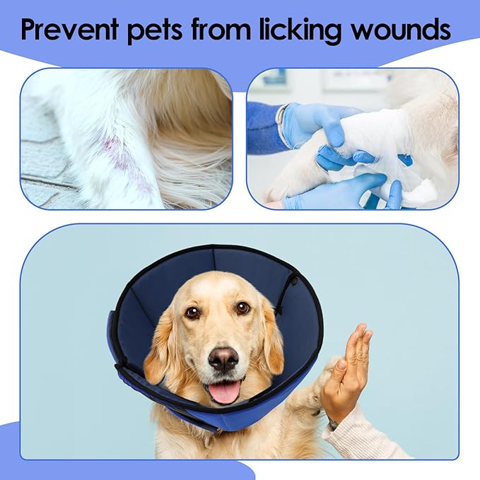 Soft Dog Cone for Large Dogs, Cone for Dogs to Stop Licking, Breathable Pet Surgery Collar Cone for Extra-Large Pets, Blue XL