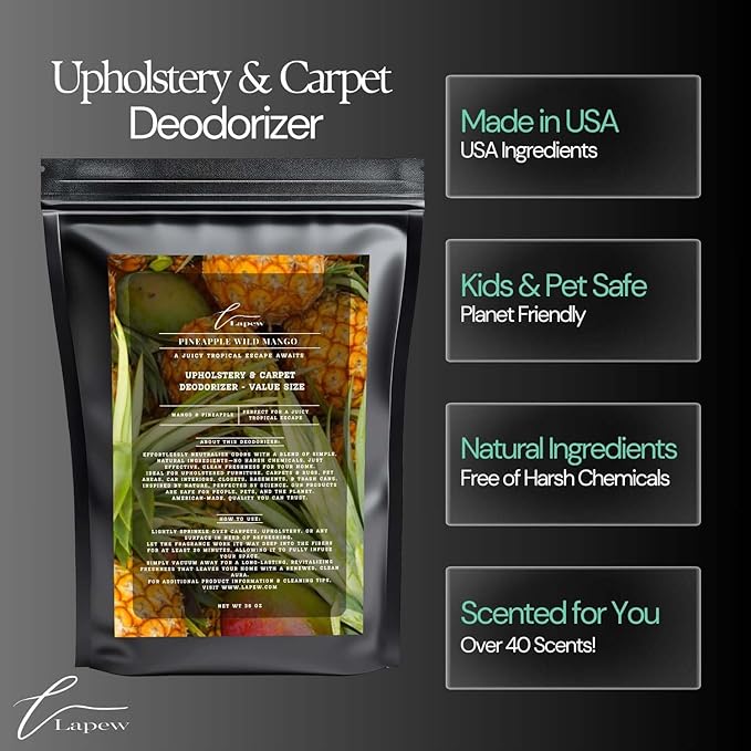 Pineapple Wild Mango Carpet Freshener Powder Refill 36 oz | Powerful Odor Eliminator for Home | Upholstery Deodorizer | Carpet Deodorizer | Pet Urine | Cat Litter Box