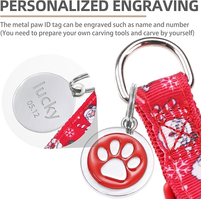 PUPTECK No Pull Dog Harness Soft Adjustable Basic Nylon Step in Puppy Vest Outdoor Walking with ID Tag, Christmas, M