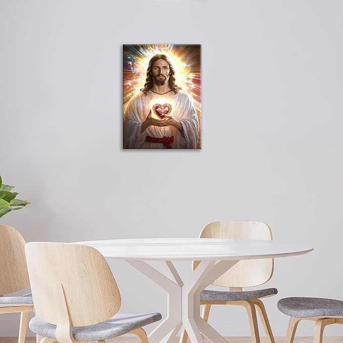 Christian Jesus Wall Art Religion Canvas Wall Decor Prints Framed Painting Jesus Pictures Gifts Artwork for Bathroom Living Dining Church 16"x20"