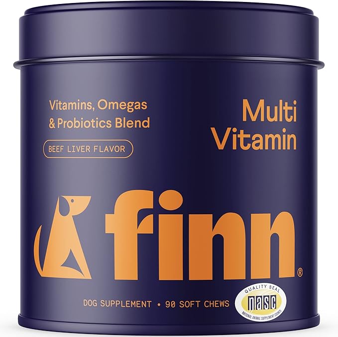 Finn All-in-1 Multivitamin for Dogs - Daily Multi with Probiotics, Omegas & Nutrients to Support Everyday Wellness - 90 Soft Chews