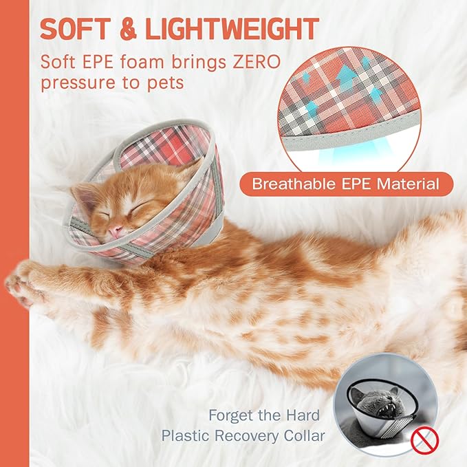 Cat Cone Collar Soft, Cat Recovery Collar for Large Medium Small Cats Kittens, Pet Cone Alternative After Surgery