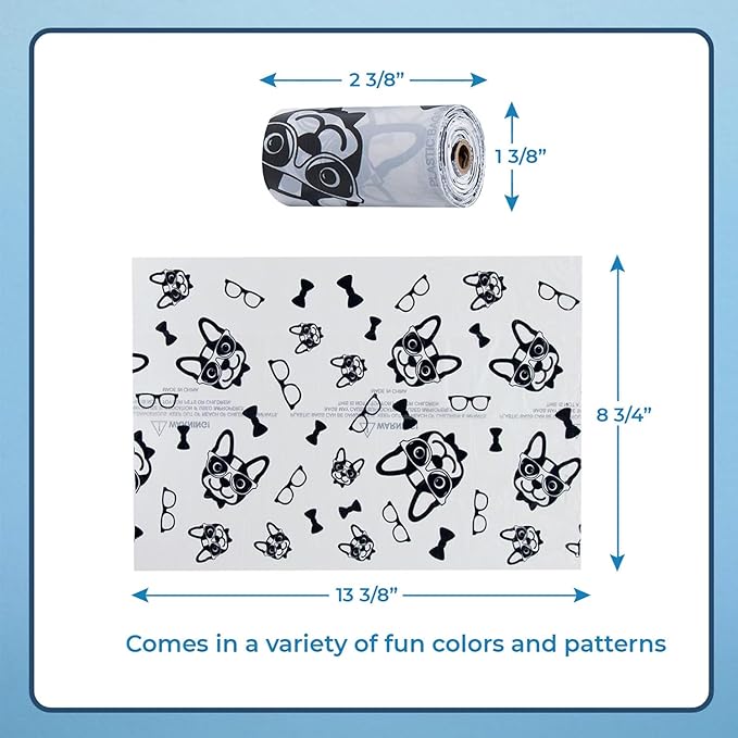 Best Pet Supplies Dog Poop Bags (240 Bags) for Waste Refuse Cleanup, Doggy Roll Replacements for Outdoor Puppy Walking and Travel, Leak Proof and Tear Resistant, Thick Plastic - White