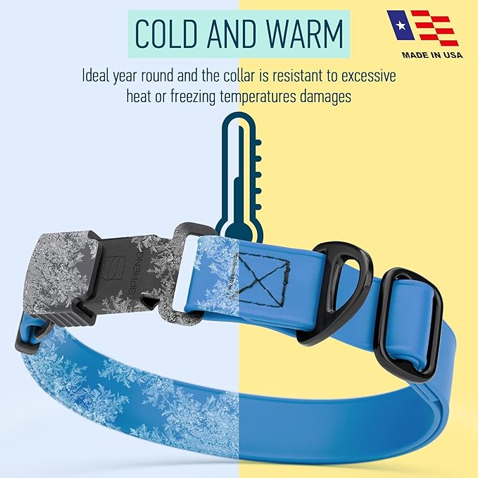 Dogline Biothane Waterproof Dog Collar with Herm Sprenger Black Stainless Steel Quick Release Buckle – Heavy Duty Tactical Durable Collar for Dogs – Comfortable and Safe Pet Collar W3/4" L12-19 Blue