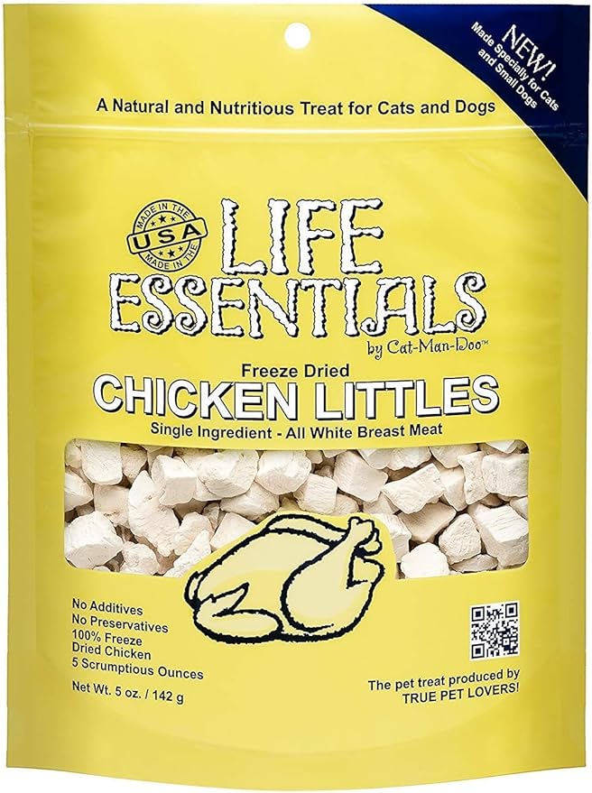 LIFE ESSENTIALS BY CAT-MAN-DOO Freeze Dried Chicken Little's for Dogs & Cats -5 oz (2) Pack