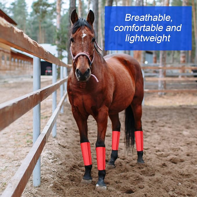 8 Pcs Mesh Fly Boots for Horse Breathable Mesh Horse Boots Protective Horse Leg Wraps Horse Leggings for Preventing Flies and Mosquitoes Bites (Light Pink, Dark Pink)