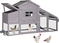 Aivituvin Chicken Coop Mobile Hen Coop, Large Poultry Cage with Wheels Outdoor Backyard Chicken House