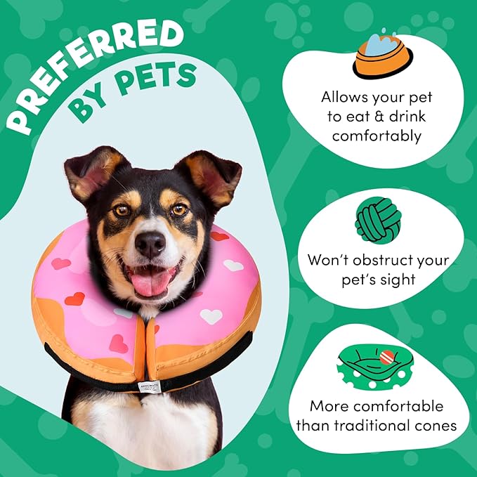 BENCMATE Inflatable Dog Cone Collar Alternative, Soft Dog Cone for Small Medium Large Dogs and Cats, Neck Recovery ECollar Donut Collar After Surgery (Medium, HeartShape)