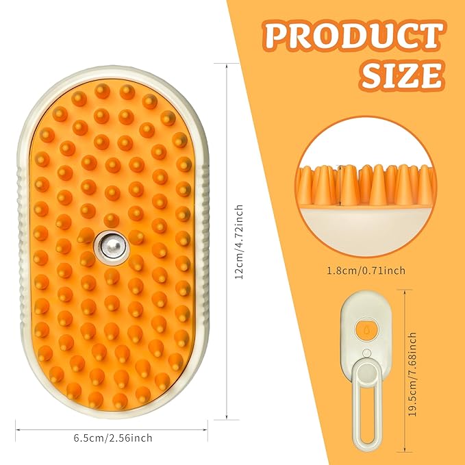 Cat/Dog Shedding Brush - Steam Grooming Brush with Water Spray, Hair Removal Comb for Pets (brown)