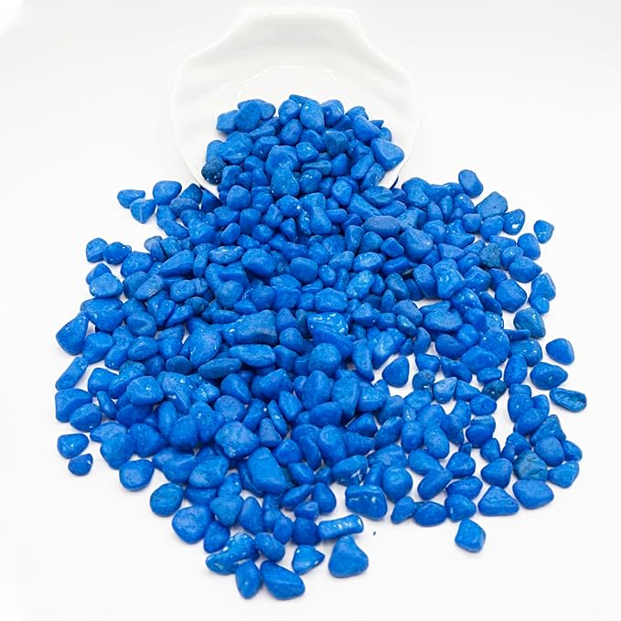 Blue Pebbles for Crafts, 0.9 Pound Natural Polished Aquarium Gravel, Decorative Pebbles for Indoor Plants, Turtle Tank, Vase, Succulents Cactus, Garden Landscaping