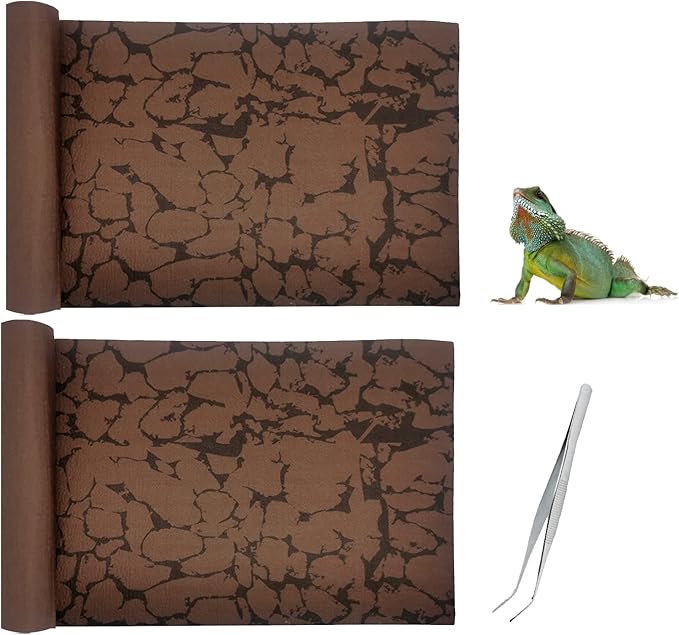 Tfwadmx 2 PCS Reptile Carpet Sand Mat Pet Terrarium Liner Lizard Bedding Mat Substrate Leopard Gecko Tank Accessories for Tortoise Turtle Snake Chameleon with Tweezers 16x23In