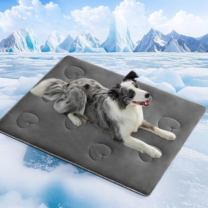Cooling Blanket for Dogs, Lightweight & Durable Dog Cooling Mat, Q-MAX>0.45 Soft Breathable Pets Comforter for Couch, Bed & Car Essential - Dark Grey 25x40 Inches