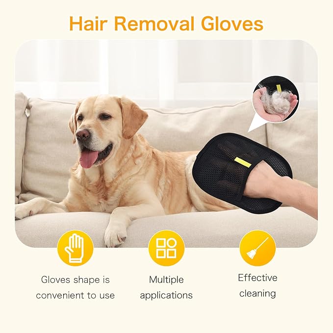 5pc Pet Hair Removal Gloves, Reusable Cats & Dogs Pet Hair Removal Tool,Efficient Pet Hair Removal Electrostatic Gloves is Suitable for Clothes, Sofas, Beds and Carpets
