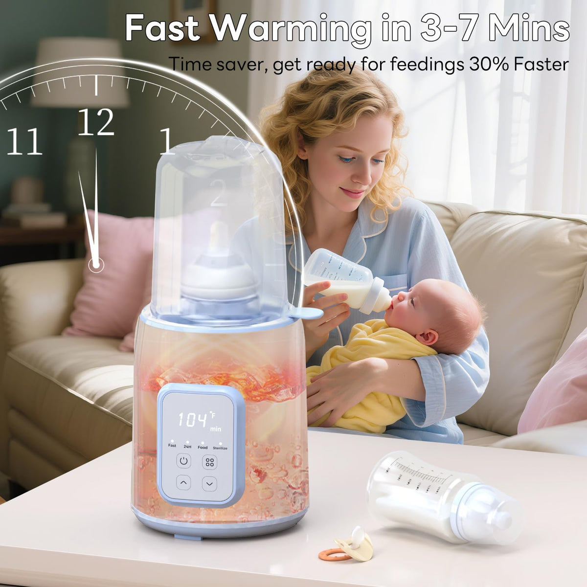 Bottle Warmer, 8-in-1 Fast Baby Bottle Warmer, Grey | for Breastmilk and Formula, Accurate Temperature Control, Automatic Shut-Off, Multifunctional for All Bottles